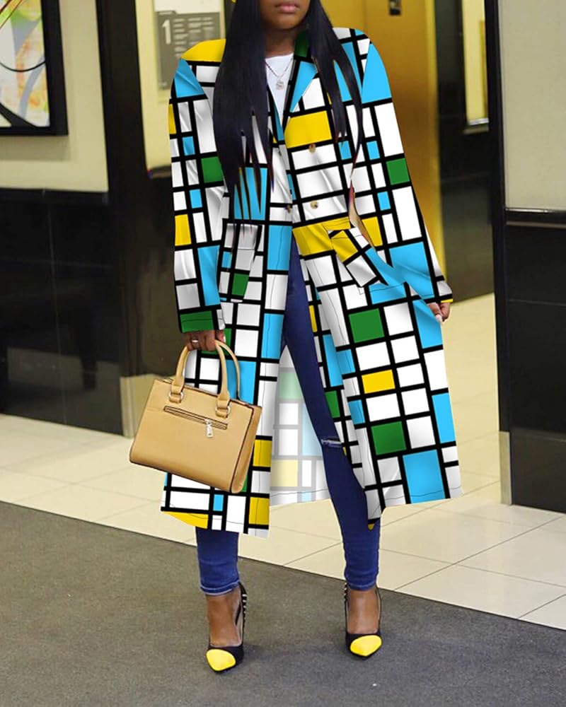 Amazon.com: Women's Colored Geo Turn Down Collar Trench Coat